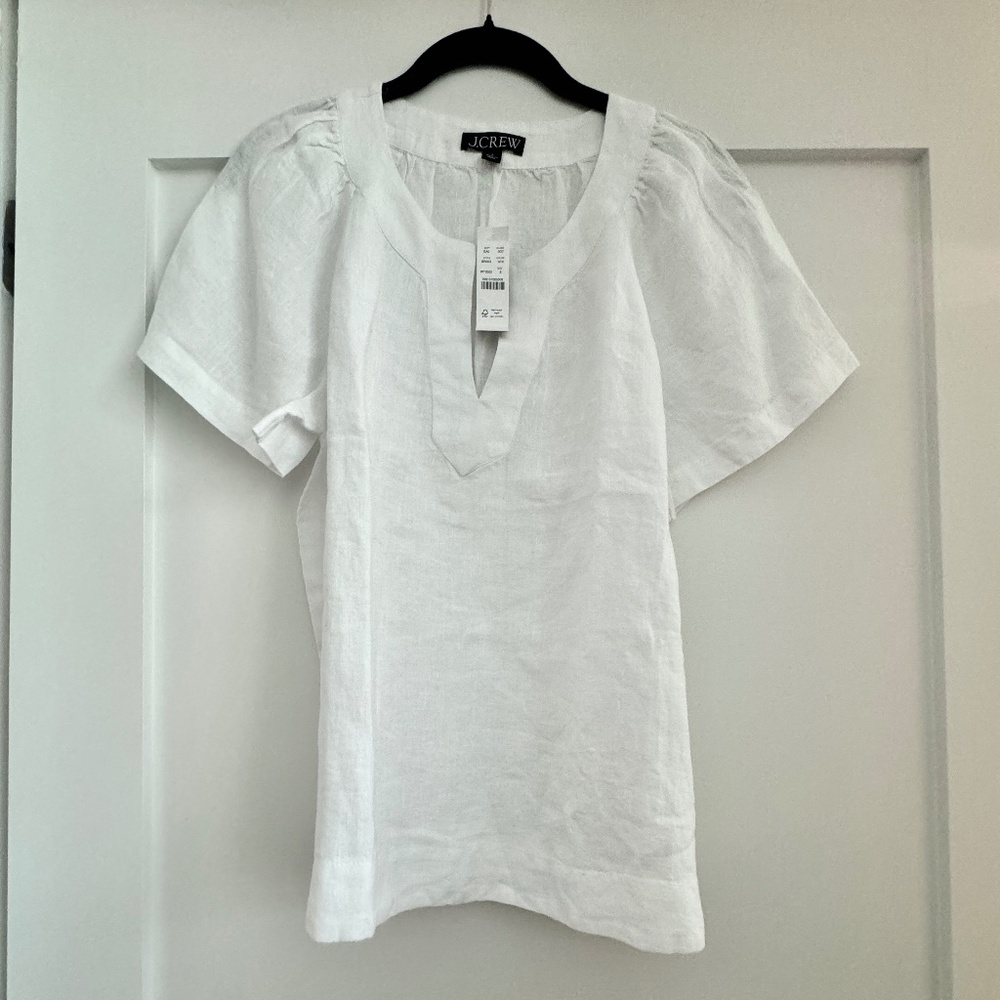 NWT J.Crew Linen Flutter-sleeve V-neck